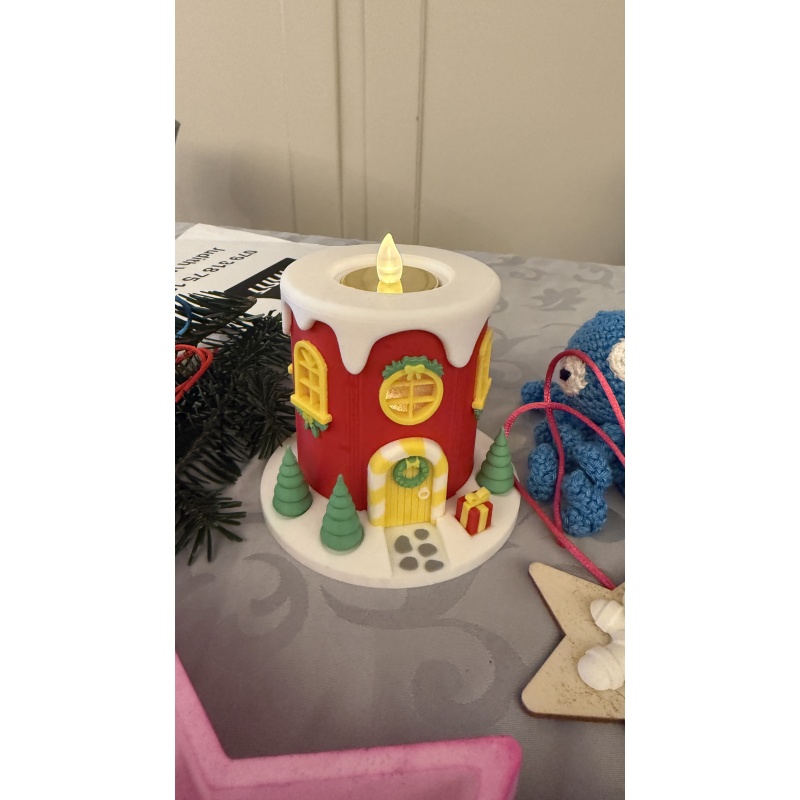 Weihnachtliches 3D-Dekohaus mit LED-Teelichtern – Handgefertigt & individuell anpassbar